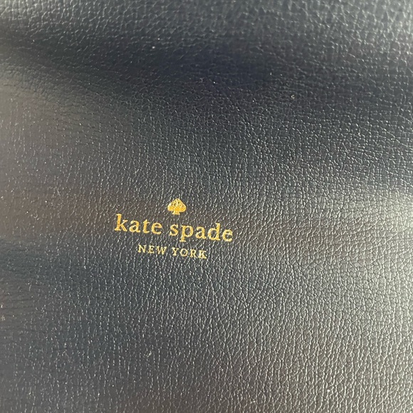 Kate Spade Robyn Straw & Leather Crossbody/Saddle Bag Navy NWT - Picture 7 of 11